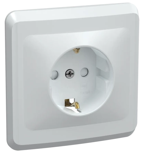 Розетка 1 мест. С/П c з/к с защ.штор. РСш10-3-ВБ 16А ВЕГА (белый) IEK
