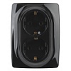 12-2108-06 Эл/ус ЭРА Розетка 2X2P+E Schuko со шторками, 16A-250В, IP20, Эра12, чёрный