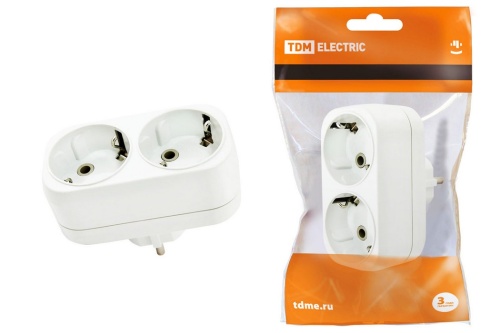 Блок на 2 гнезда 2П+З плоский 16А 250B TDM Блок на 2 гнезда 2П+З плоский 16А 250B TDM