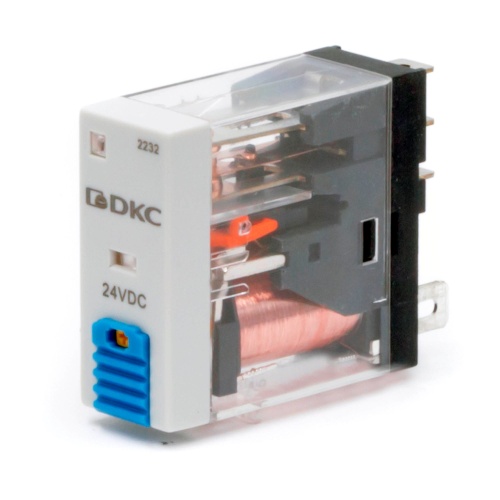 Одиночное реле, 1 перекидной контакт, 24 В DC, тестовая кнопка