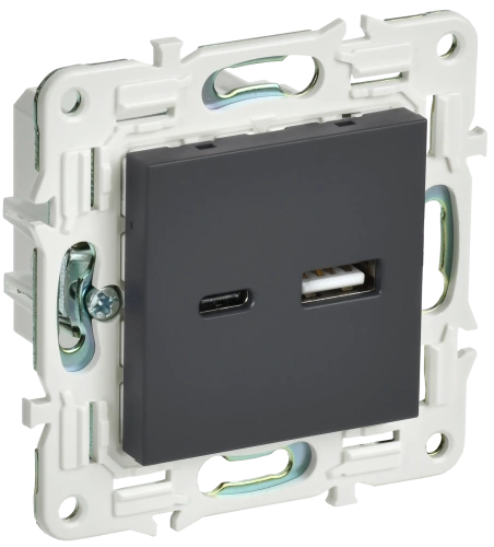 SKANDY Роз. USB A+C 3,1А SK-R14G граф. IEK