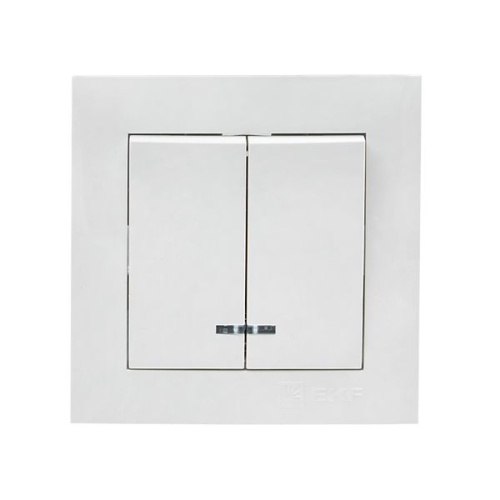 Валенсия выключатель 2-кл. 10А белый с индикатором EKF PROxima