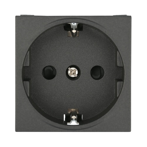 Розетка с з/к, со шторками глянцевая поверхность (черный бархат) LK45