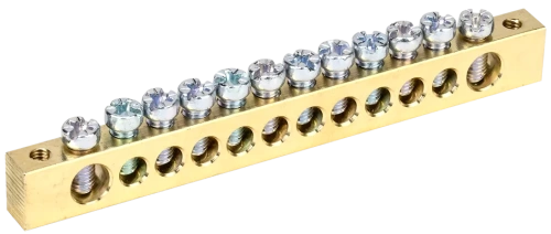 Шина PEN "земля-ноль" 8х12мм 12/2 (12групп/креп по краям)ИЭК