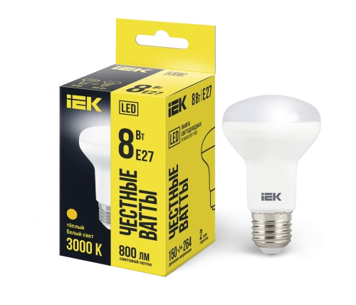 Лампа светодиодная ECO R63 рефлектор 8Вт 230В 3000К E27 (кр. 10шт.) ИЭК