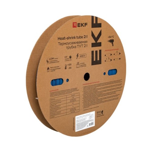 Термоусаживаемая трубка ТУТ нг 25/12,5 синяя рулон EKF PROxima Термоусаживаемая трубка ТУТ нг 25/12,5 синяя рулон EKF PROxima