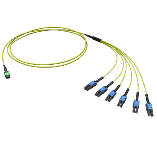 Оптическая разветвительная сборка 12ОВ 9/125 OS2, 1xMTP PRO(12)/6хLC-UPC Duplex Uniboot, тип полярности - прямая (Tx-->Rx), 2м(предустановленная конфигурация: MTP Male , тип полярности - прямая (Tx-->Rx)