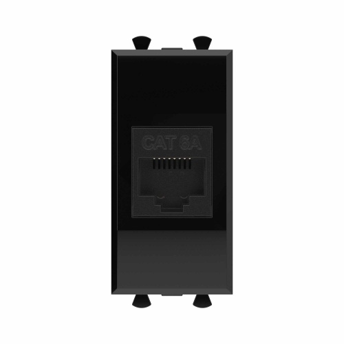 Компьютерная розетка RJ-45 без шторки модульная, кат.6А, "Avanti", "Черный квадрат", 1 модуль Компьютерная розетка RJ-45 без шторки модульная, кат.6А, "Avanti", "Черный квадрат", 1 модуль