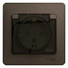 GLOSSA РОЗЕТКА с заземлением со шторками с крышкой, в сборе,16А IP44,ШОКОЛАД