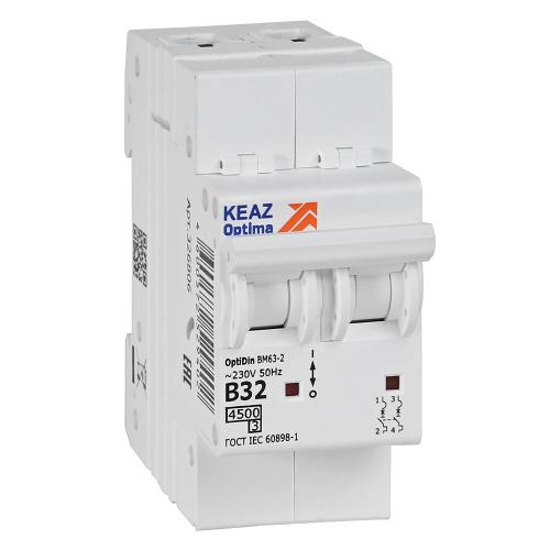 Выключатель автоматический модульный OptiDin BM63-2B32-4,5-УХЛ3 Выключатель автоматический модульный OptiDin BM63-2B32-4,5-УХЛ3