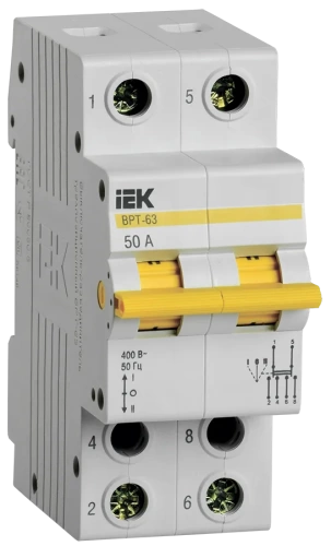 Выключатель-разъединитель трехпозиционный ВРТ-63 2P 50А IEK Выключатель-разъединитель трехпозиционный ВРТ-63 2P 50А IEK