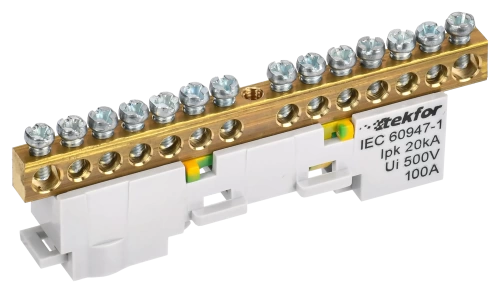 TEKFOR Шина PE "земля" неизол. на унив. держ. 6х9-16-Ж IEK