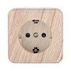Розетка открытой установки с заземляющими контактами и защитными шторками, (сосна)
