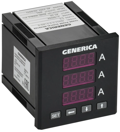 Амперметр цифр. щит. 3-ф. DO RS-485 72х72 LED GENERICA