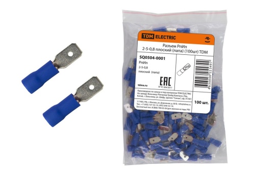 Разъем РпИп 2-5-0,8 плоский (папа) (100шт) TDM Разъем РпИп 2-5-0,8 плоский (папа) (100шт) TDM