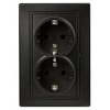 Розетка Intro Plano 1-205-05 с заземлением двойная 2X2P+E Schuko, 16А-250В, IP20, СУ, антрацит
