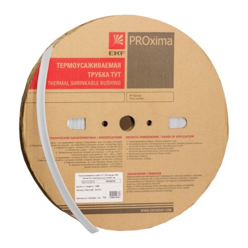 Термоусаживаемая трубка ТУТ нг 6/3 белая рулон EKF PROxima Термоусаживаемая трубка ТУТ нг 6/3 белая рулон EKF PROxima