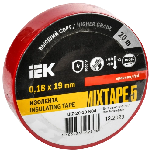 MIXTAPE 5 Изолента 0,18х19мм красная 20м IEK