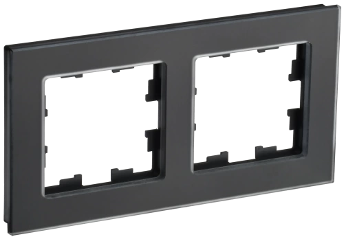 BRITE Рамка 2-мест. РУ-2-2-Бр стекло черн. матовый IEK