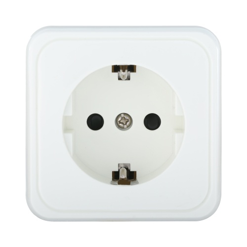 Розетка открытой установки с заземляющими контактами и защитными шторками, (белый) Розетка открытой установки с заземляющими контактами и защитными шторками, (белый)