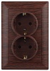 4-205-10  Intro Розетка 2X2P+E Schuko, 16А-250В, СУ, Solo, венге
