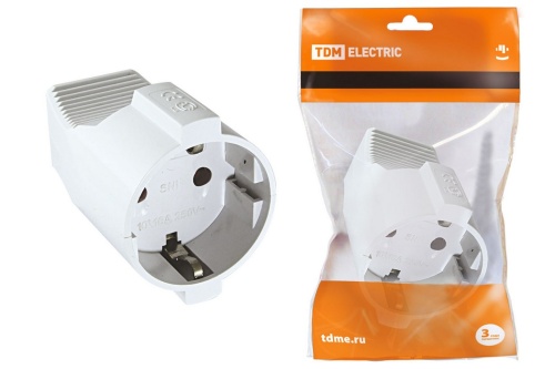 Кабельная розетка 2П+З с з/ш 16А 250B белая TDM Кабельная розетка 2П+З с з/ш 16А 250B белая TDM