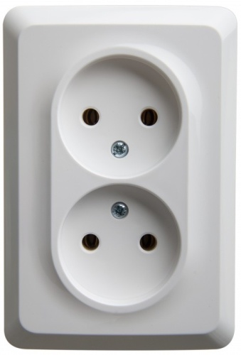 ЭТЮД С/У двойная РОЗЕТКА без заземления без шторок 16А 250B, БЕЛЫЙ, Россия