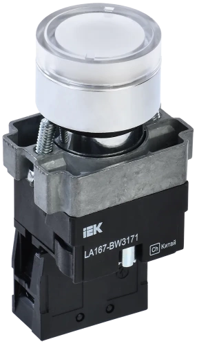 Кнопка LA167-BW3171 d=22мм RC 1з с подсвет. белая IEK