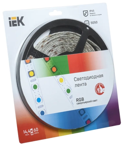 Лента LED 5м блистер LSR-5050RGB60-14,4-IP65-12V IEK Лента LED 5м блистер LSR-5050RGB60-14,4-IP65-12V IEK