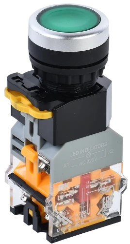 Кнопка D8-11D d=22мм 1з+1р с подсветкой зеленая IEK