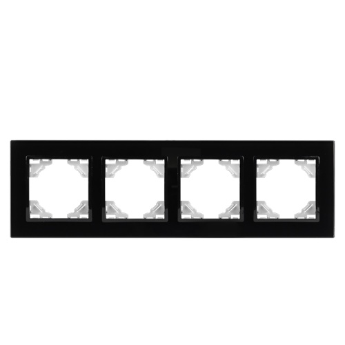 Минск Рамка 4-местная стеклянная черная EKF Basic Минск Рамка 4-местная стеклянная черная EKF Basic