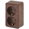 2-204-10 Эл/ус Intro Розетка 2х2P+E Schuko, 16А-250В, IP20, ОУ, Quadro, венге