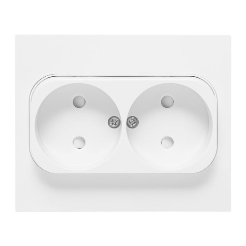 Стокгольм Розетка 2-местная б/з 10А автоматические клеммы белая с защ. штор. EKF PROxima