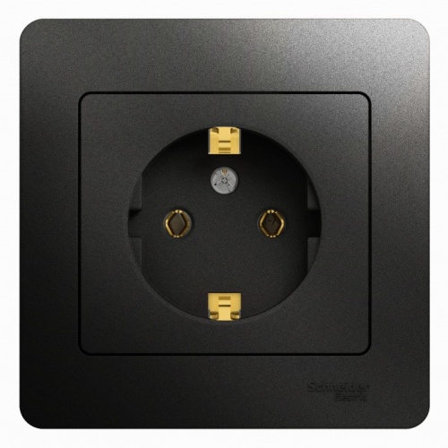 GLOSSA РОЗЕТКА с заземлением, 16А, в сборе, АНТРАЦИТ GLOSSA РОЗЕТКА с заземлением, 16А, в сборе, АНТРАЦИТ