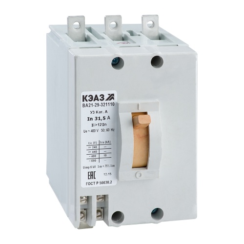 Выключатель автоматический ВА21-29-341810-2,5А-12Iн-400AC-НР220AC/DC-IP54-У2-КЭАЗ