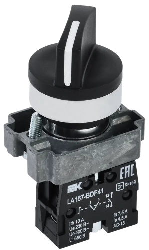 Переключатель LA167-BDF41 2 полож. 1з черный IEK