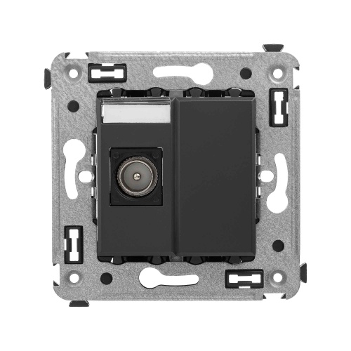 Розетка TV одиночная в стену, "Avanti", "Черный матовый"