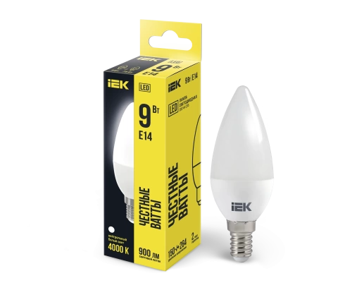 Лампа светодиодная ECO C35 свеча 9Вт 230В 4000К E14 IEK