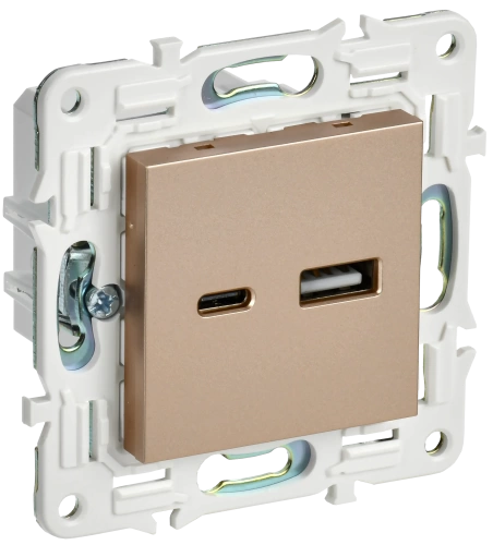 SKANDY Роз. USB A+C 3,1А SK-R14Sa песоч. IEK SKANDY Роз. USB A+C 3,1А SK-R14Sa песоч. IEK