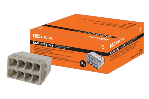 Строительно-монтажная клемма КБМ-2273-248 (2,5мм2) с пастой TDM Строительно-монтажная клемма КБМ-2273-248 (2,5мм2) с пастой TDM