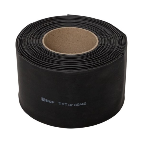 Термоусаживаемая трубка ТУТ нг 80/40 черная рулон EKF PROxima Термоусаживаемая трубка ТУТ нг 80/40 черная рулон EKF PROxima