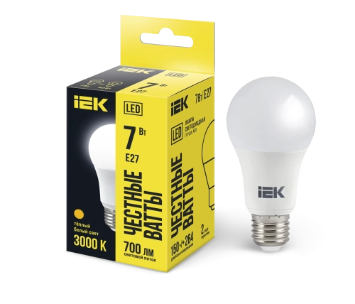 Лампа LED A60 груша 7Вт 230В 3000К E27 IEK