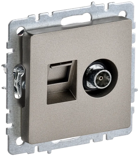 BRITE Роз. двойная TV+RJ45 кат.5E РТВ/РК12-БрШ шамп. IEK