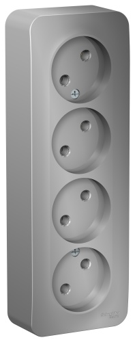 BLANCA О/У РОЗЕТКА 4-ая без заземления без штор. ИЗОЛ.ПЛ.,16А, 250В,АЛЮМИНИЙ BLANCA О/У РОЗЕТКА 4-ая без заземления без штор. ИЗОЛ.ПЛ.,16А, 250В,АЛЮМИНИЙ