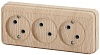 2-205-11 Эл/ус Intro Розетка 3х2P, 16А-250В, IP20, ОУ, Quadro, сосна