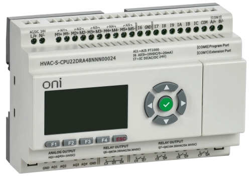 ПЛК HVAC S ЦПУ 6DI 6DO 1AI 5PT 4AO LED RS485 ONI