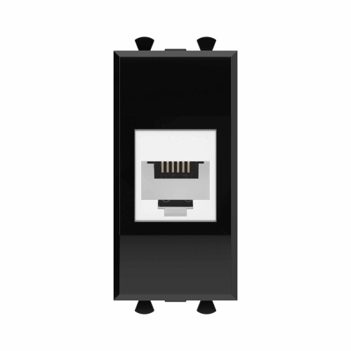 Телефонная розетка RJ-12 без шторки модульная, "Avanti", "Черный квадрат", 1 модуль