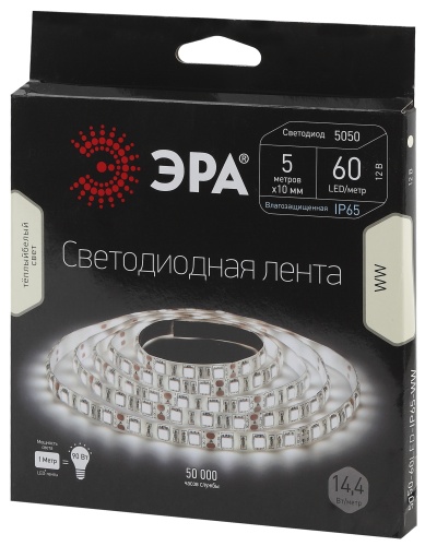 5055398613948 Светодиодные ле ЭРА LS5050-60LED-IP65-WW-5m