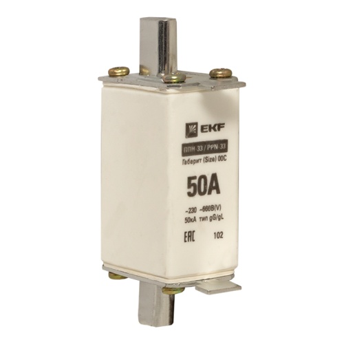Плавкая вставка ППН-33 100/ 50А габарит 00С EKF Плавкая вставка ППН-33 100/ 50А габарит 00С EKF