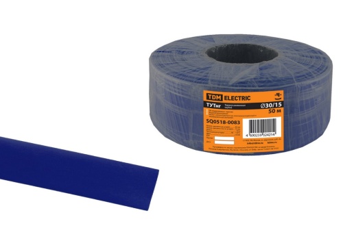 Термоусаживаемая трубка ТУТнг 30/15 синяя (50 м/ролл) TDM Термоусаживаемая трубка ТУТнг 30/15 синяя (50 м/ролл) TDM